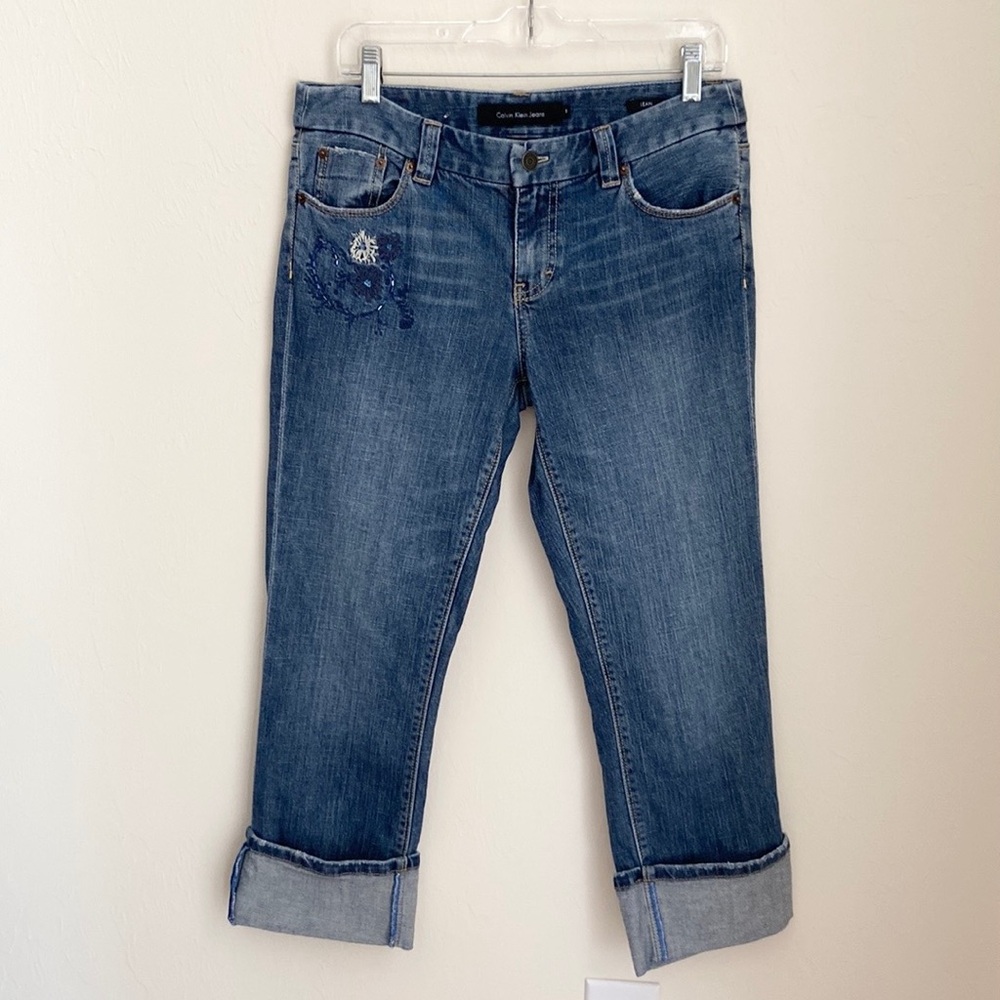 Calvin Klein Embroidered Cuffed Jeans